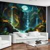 2D Fantasy Moon Waterfall Wall Tapestry Fairy Tale Castle Background Cloth for Home