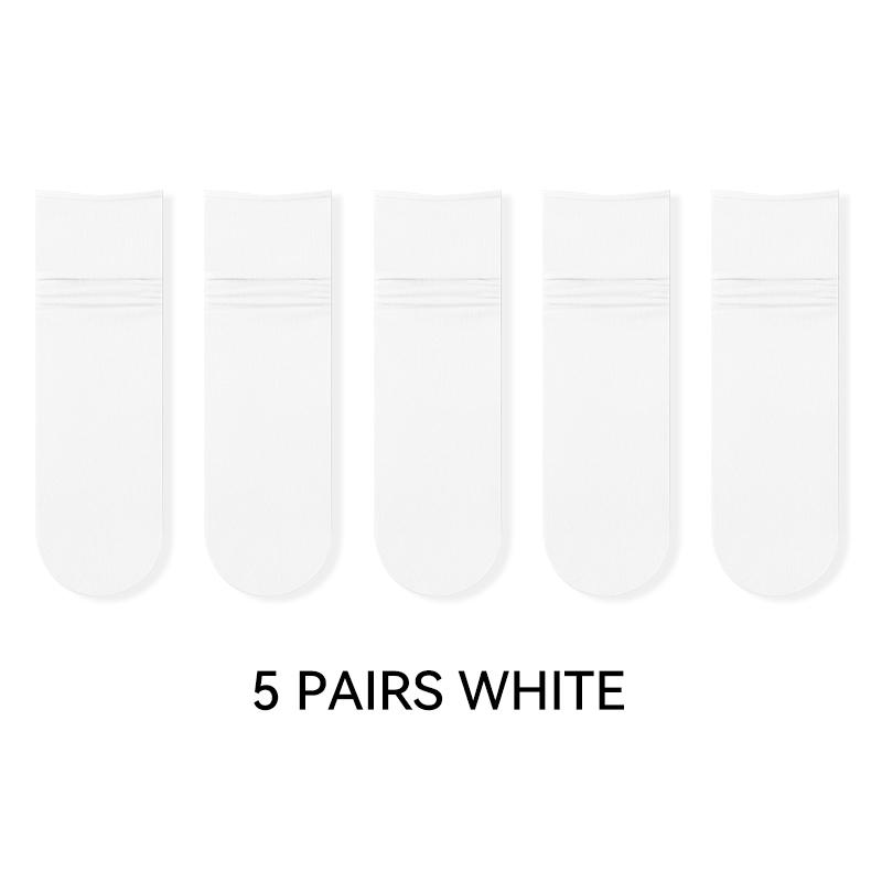 

Наборы по 5 пар Летние охлаждающие носки до икры из ледяного шелка Женские модальные тонкие дышащие носки средней длины 7A Антибактериальные носки One Size