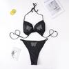 Plus Size Two Piece Swimsuit Women Solid Color Backless Bikini Set Adjustable Straps High Cut Bottom Beachwear Swimwear