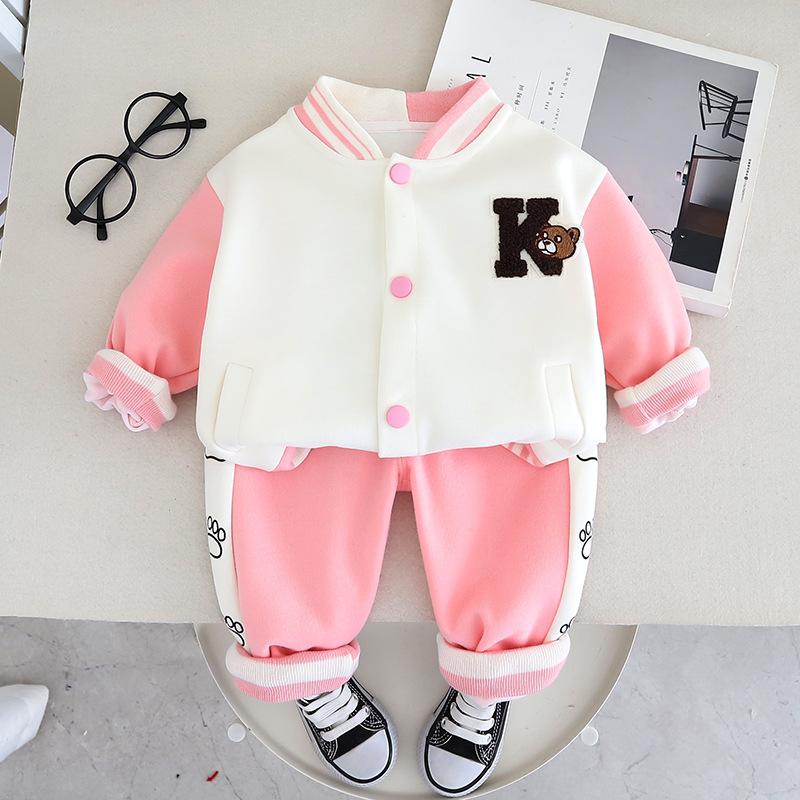 Kinder Baseballanzug Set für Jungen und Mädchen Frühling und Herbst Kleidung Sport und Freizeit Zweiteiliges Set