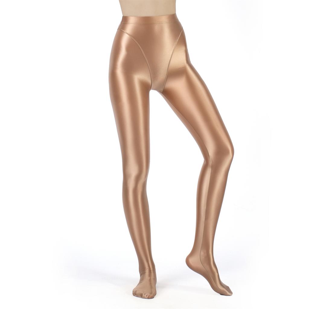 Dames Metalliske Falske Todelte Tights Høy Midje Yoga Fitness Leggings
