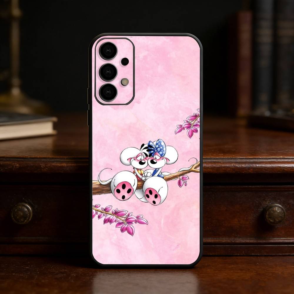 Custodia per telefono con topo Diddl a cartoni animati per Samsung S25,24,21,22,23,30,Ultra,20,Plus,Fe,Lite,Note Cover Nera Morbida