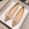 Flats Shoes for Women Comfortable PU Leather Flats Pointed Toe Dress Shoes With Bow-knot Women's Slip On Work Flats Ballet Flats Soft Walking Shoes