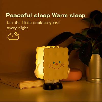 Luz de Noite Biscoito Brilho Ajustável Recarregável por USB Luz Noturna LED