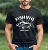 Unisexs Summer LooseFitting Cotton TShirt Personalised Tshirt Fishing Est Any Year Fisher Fish Catcher Birthday Present Top