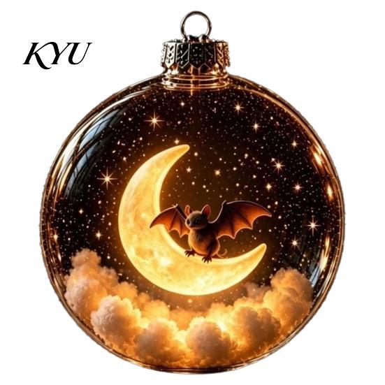 Halloween Ball Ornament Clear Hanging Decoration, Glowing Sphere with Skeleton, Decoration Pumpkin, Spider Web, Black Cat Decor, Party Supplies