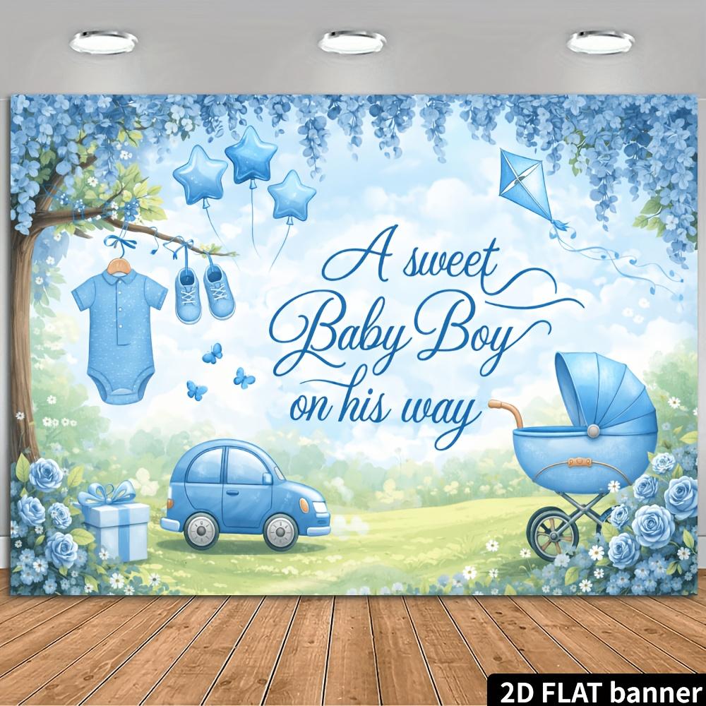 Two-dimensional plane party banner background - Fresh blues and country theme suitable for various celebration scenarios 100x150cm