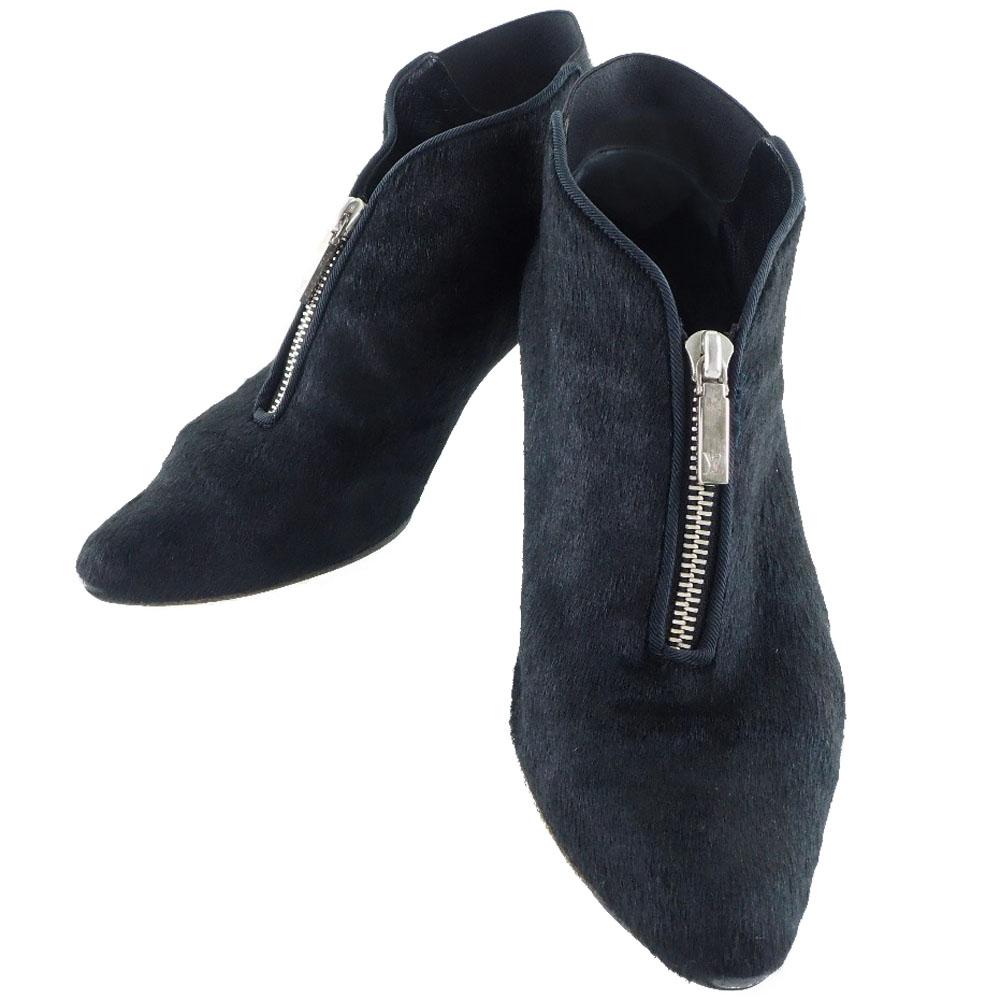 

LOUIS VUITTON Front zip Booties EL0503 black/SilverHardware Harako Women Used