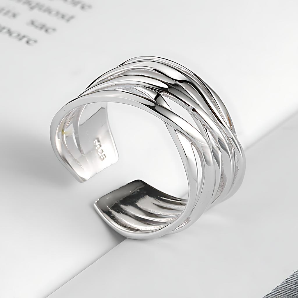 Ventfille   Copper Geometric Multilayer Round Bead Ring Female Fashion Punk Temperament Prevent Allergy Charm Jewelry