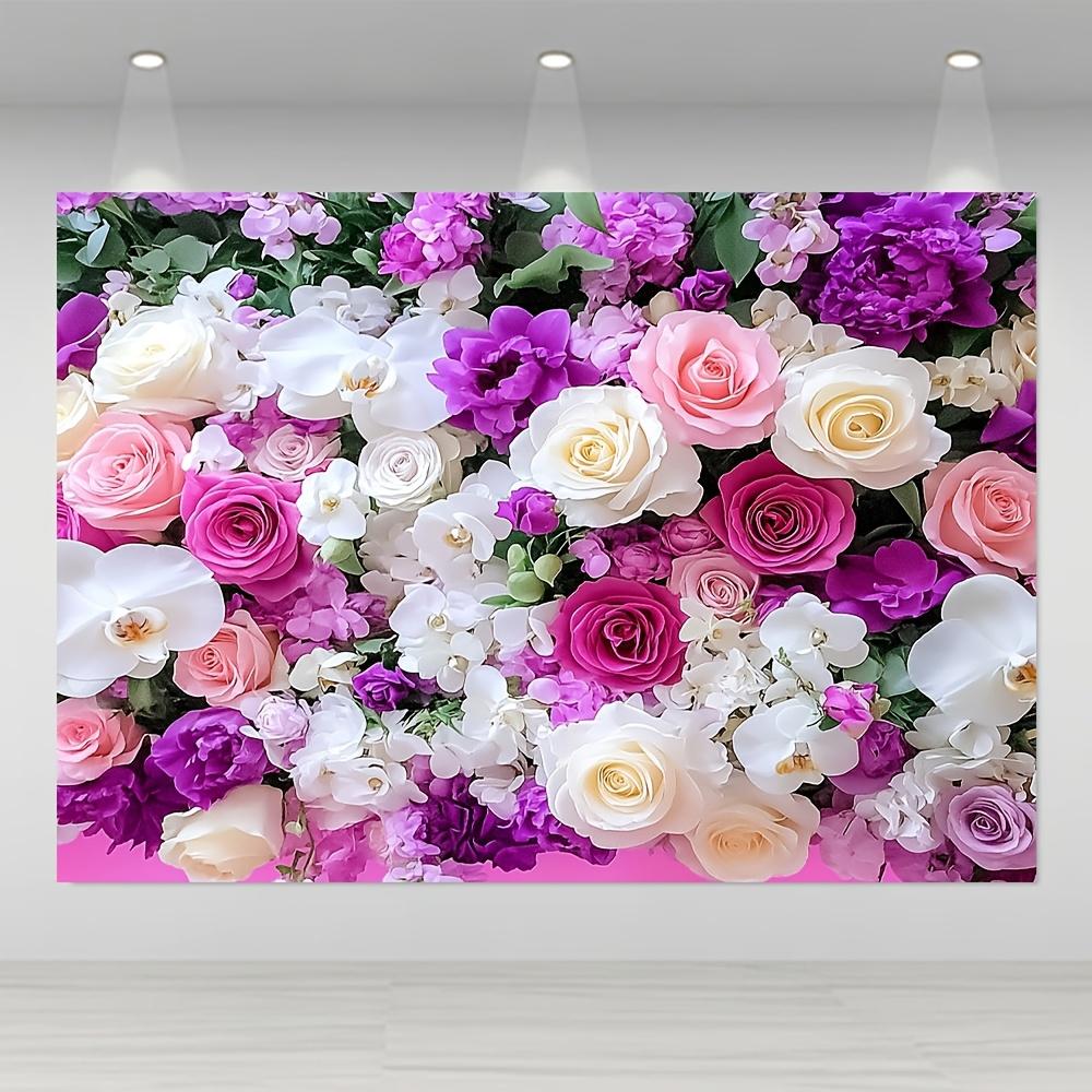 1Pcs Floral Pink Rose Flower Decoration Background Backdrop For Photo Studio Photo Booth Party