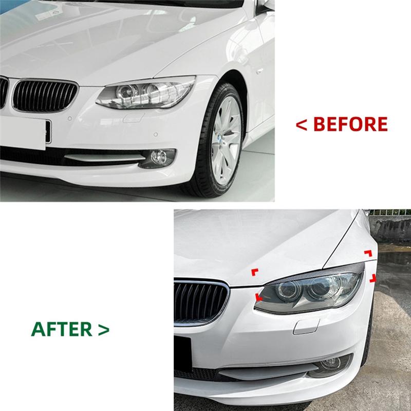 Car Gloss Black Headlight Eyebrow Sticker Cover Trim For BMW E92 E93 LCI 2010-2012 Car Accessories