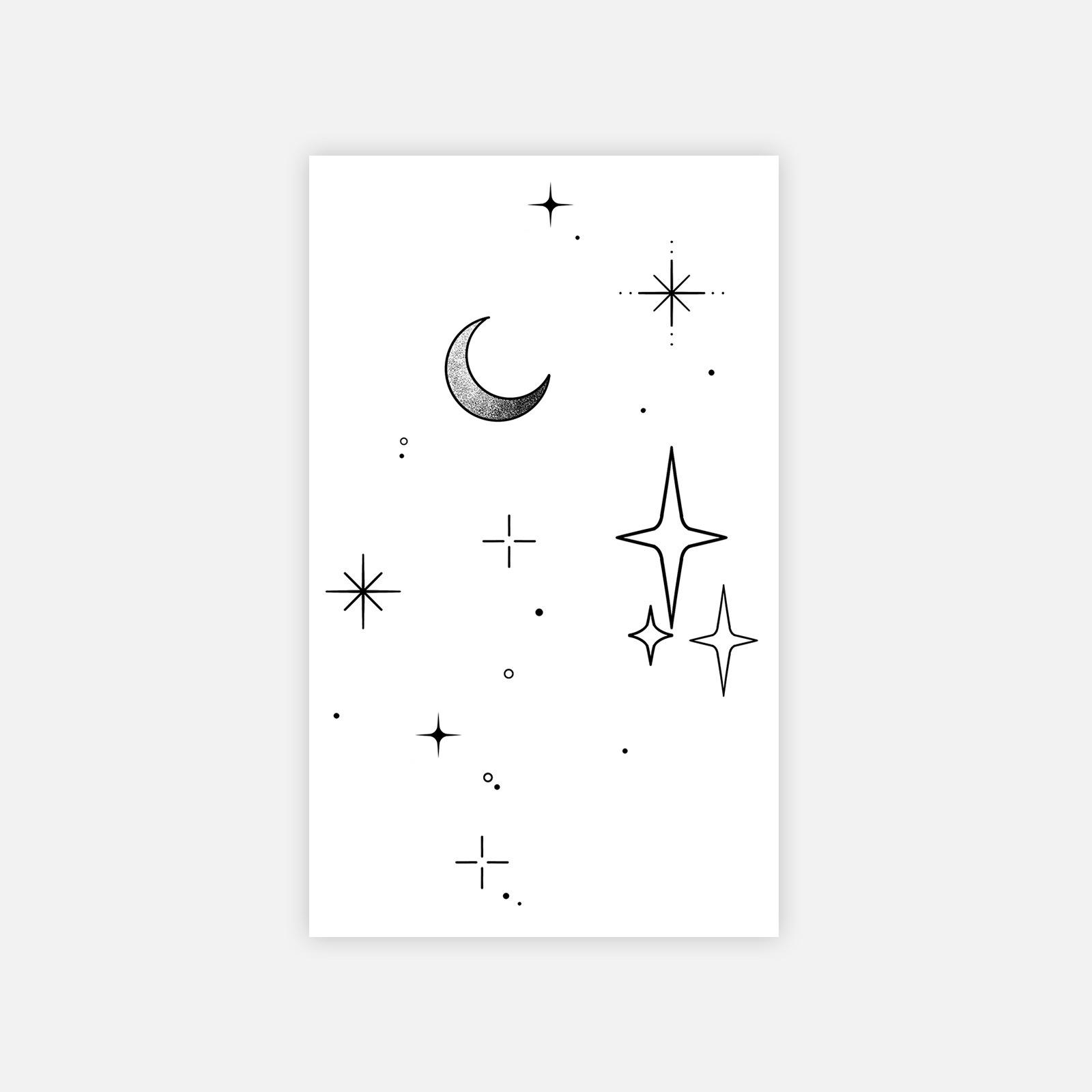 Premium Sense Cute Simple Personality Small Pattern Star Moon Hand Tattoo Sticker 6*10