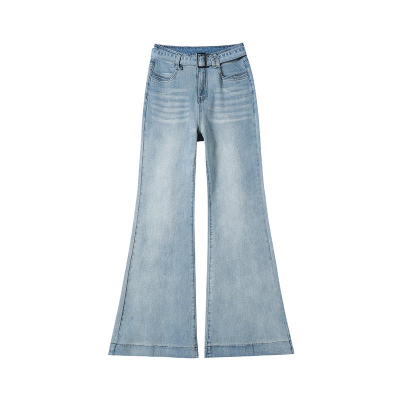 Women's High Waist Bell Bottom Jeans – Wide Leg, Versatile, Loose Fit, Floor-Length.