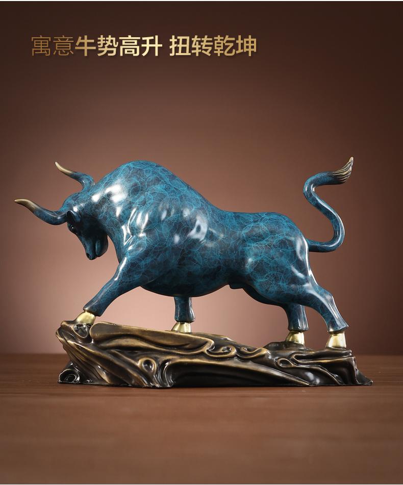 High Grade GOOD LUCK Mascot Stock Market Bull Career Wealth Bull Bronze Statue HOME Shop Club BAR Company Decoration
