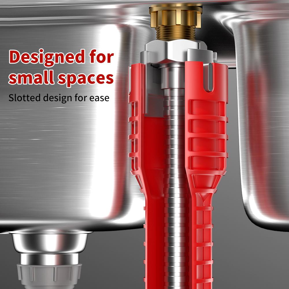 9 In 1 Sink Faucet Wrench Multifunction Pipe Wrench Anti-Slip Handle Double Head Wrench For Kitchen Bathroom Water Pipe Repair