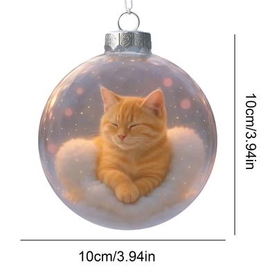 3D Cat Ball Tree Pendant Cute Cat Christmas Glass Ornaments Cute Cat Christmas Glass Ornament for Home Party Centerpiece Mantel