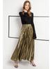 European & American High-Waist Pleated Maxi Skirt - Large Size, Gold Beach Style for Women