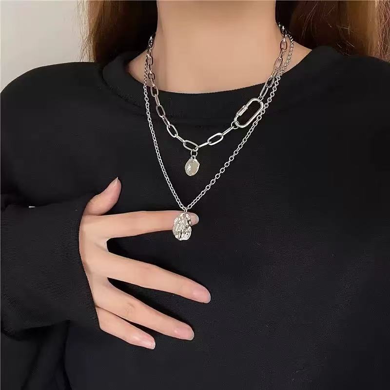 Irregular double-layer stacked necklace light luxury niche design light luxury collarbone chain sweater chain niche exquisite jewelry