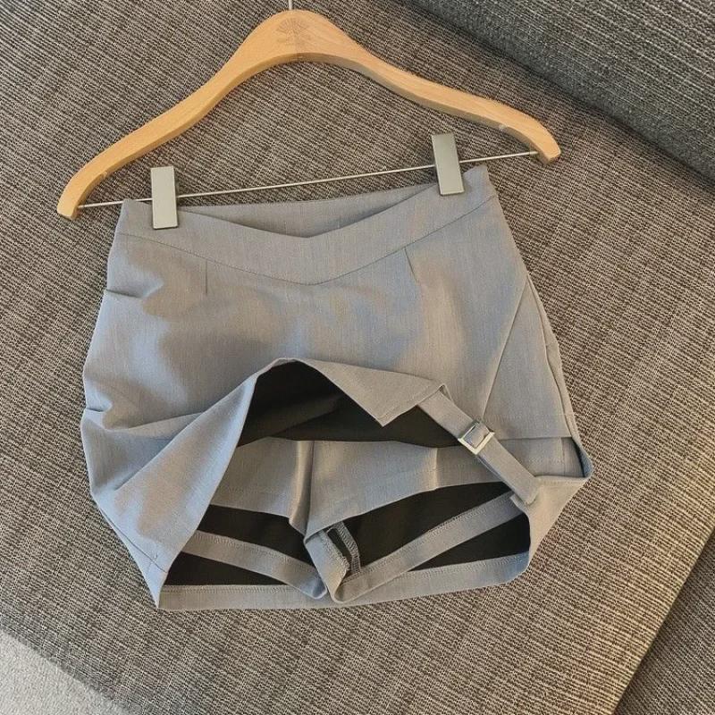 Summer Lace-Up A-Line Skirt with Irregular Slit