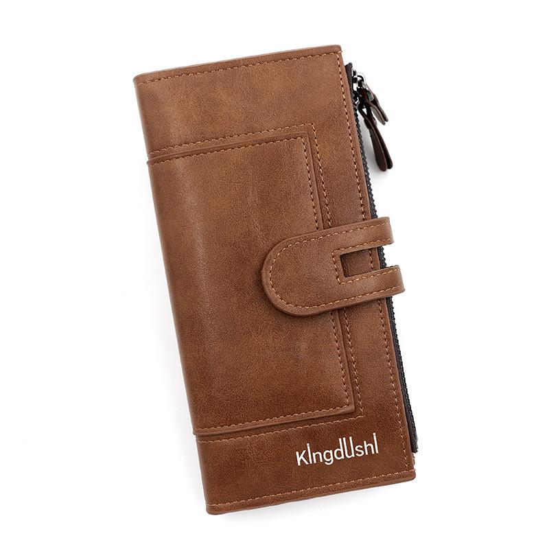 Minimalist Pu Leather Long Wallet With Magnetic Closure And Multiple Card Slots For Daily Use