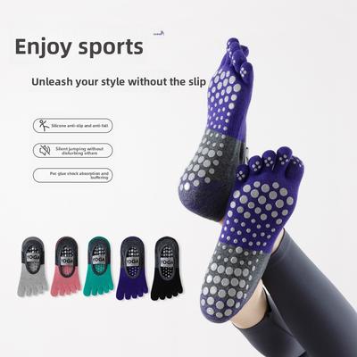 Five-finger Yoga Socks, Women's Anti-slip Dispensing Floor Socks, Backless Straps, Indoor Fitness Pilates Sweat-absorbing Socks