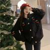 Design Sense Niche Cherry Knit Cardigan for Women Spring and Autumn High-end and Unique Soft Glutinous Sweater Cardigan Female