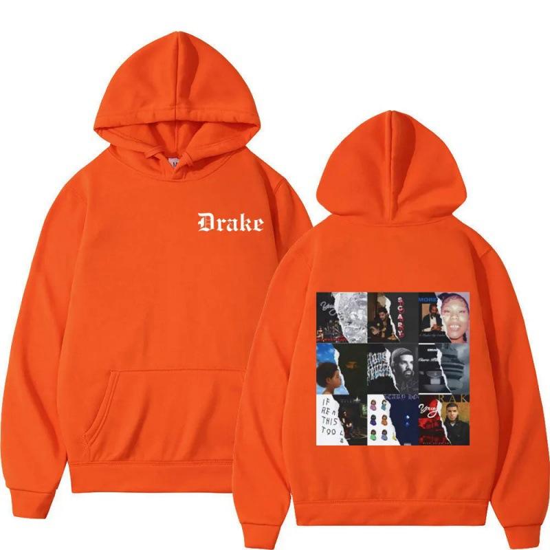 Felpa con cappuccio stampata Album del Rapper Hot Drake