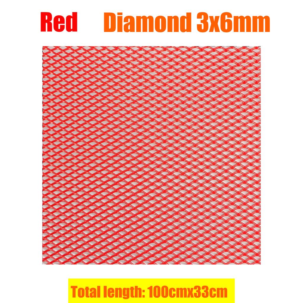 100x33cm Diamond Hole Aluminium Racing Car Bumper Grille Grill Mesh Net Vent Black Silver Red Blue Tuning Universal