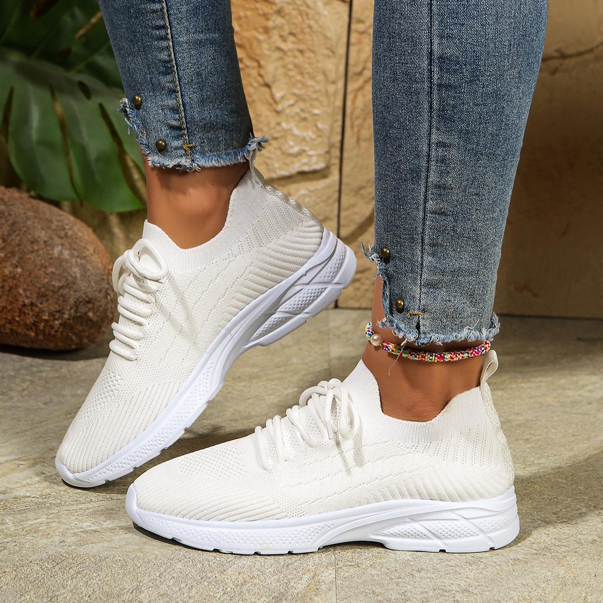 

Модные сетчатые дышащие женские повседневные кроссовки на шнуровке из вулканизированной ткани женские кроссовки на платформе женские туфли больших размеров Zapatos De Mujer 43 белый