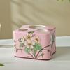 Creative Painted Floral Bird Ceramic Toothbrush Holder Artistic Three-hole Couple Toothbrush Holder Bathroom Toothpaste Storage