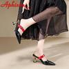 Aphixta Summer Pointed Toe 7cm Special Heel Slides Belt Buckle Woman Shoes Slides Sandals Classic Shoes Size 35-43
