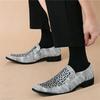 Trendy Britain Gentleman Pointed Leopard Pattern Patchwork Casual Dress Derby Shoes for Men Formal Wedding Homecoming Footwear