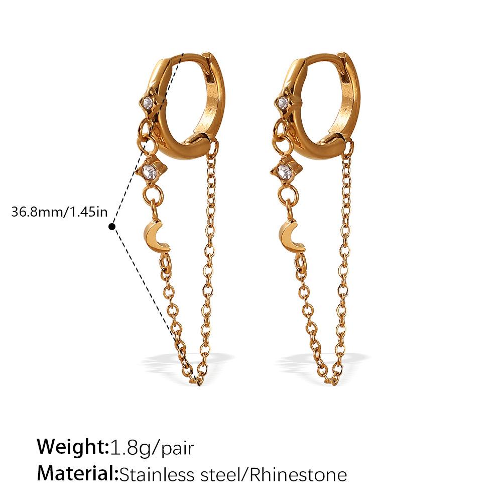 Simple earrings, earbone clips, micro-inlaid zircon stainless steel plated 18K gold personalized earrings, earrings.