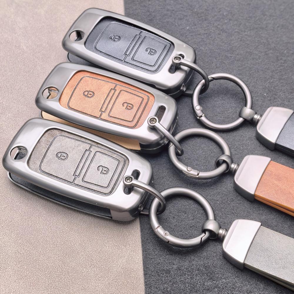 2 Button Zinc Alloy Leather Car Remote Key Shell Fob Case For Volkswagen Polo Passat B5 Golf 4 5 6 Mk5 Mk6 Eos Bora Beetle Tsi