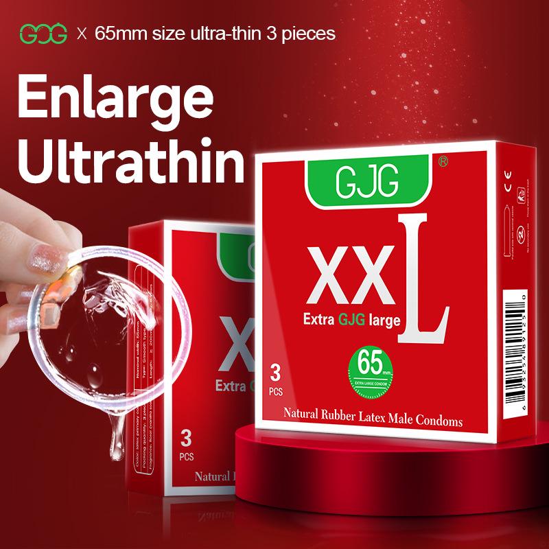 GJG Ultra-Thin Large Condoms Set - 3 Piece, 65MM, Smooth Surface, English Version
