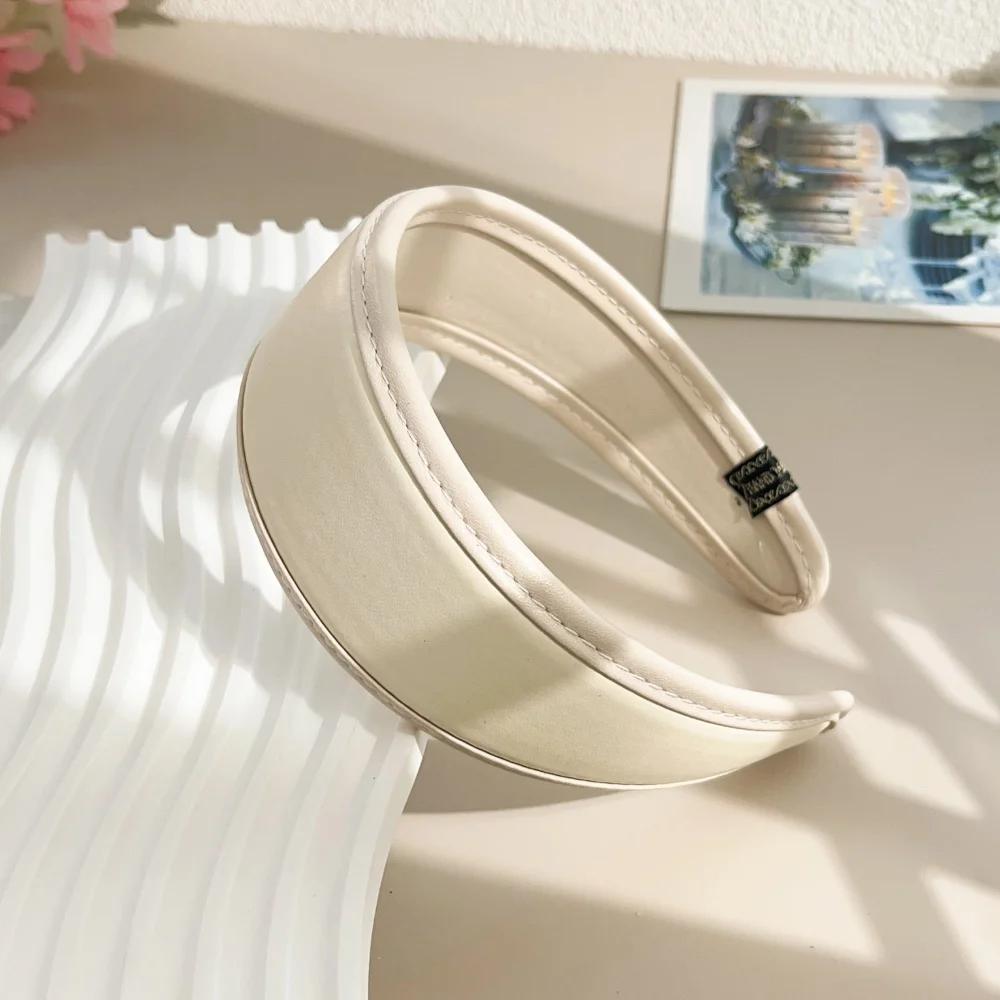 New 2025 Retro PU Leather Hairbands Wide Turbans Non-slip Hoop Headband Elegant Hair Accessories Women Girls Fashion Items Gifts