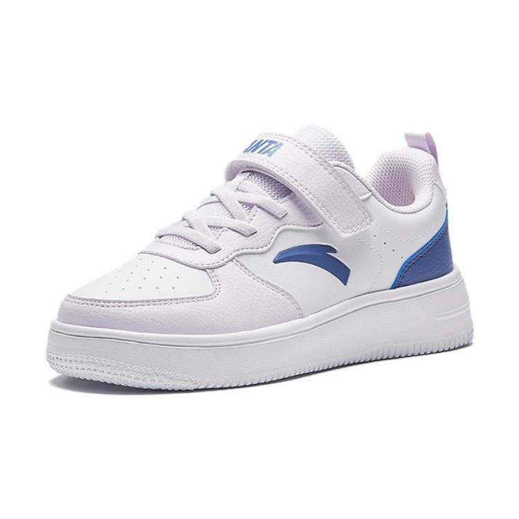 Anta Comfortable Versatile Anti-Kick Anti-Slip Shock Absorbing Low-Top Kids Skate Shoes Kids Sneakers White Sea-Mist-Blue A332338063-5
