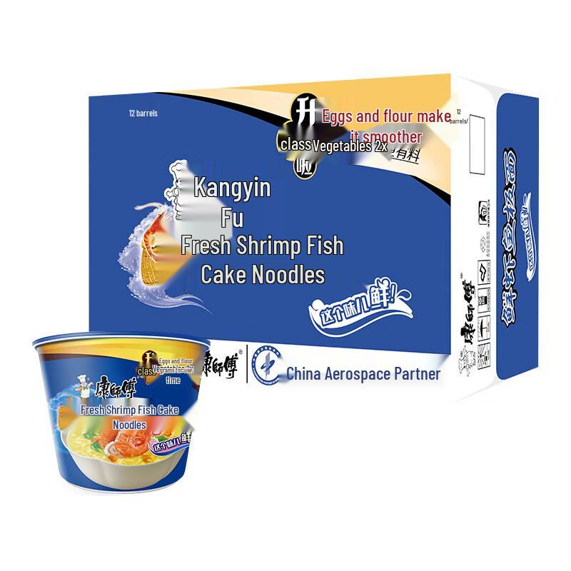 Kang Shi Fu Fresh Shrimp & Fish Flavored Instant Noodles, 12-Pack