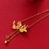 Elegant Gold-Plated Copper Lotus Necklace with Dual Lotus Seed Pendant for Women