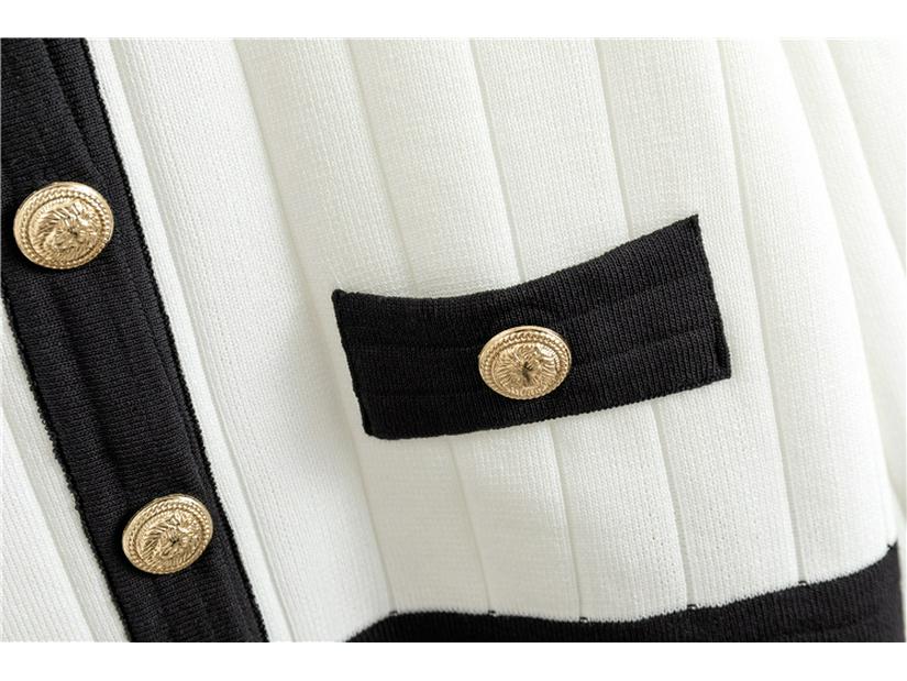 Elegantní francouzská společenská midi sukně a pletený kardigan dvoudílný set pro ženy - Podzimní/zimní kolekce