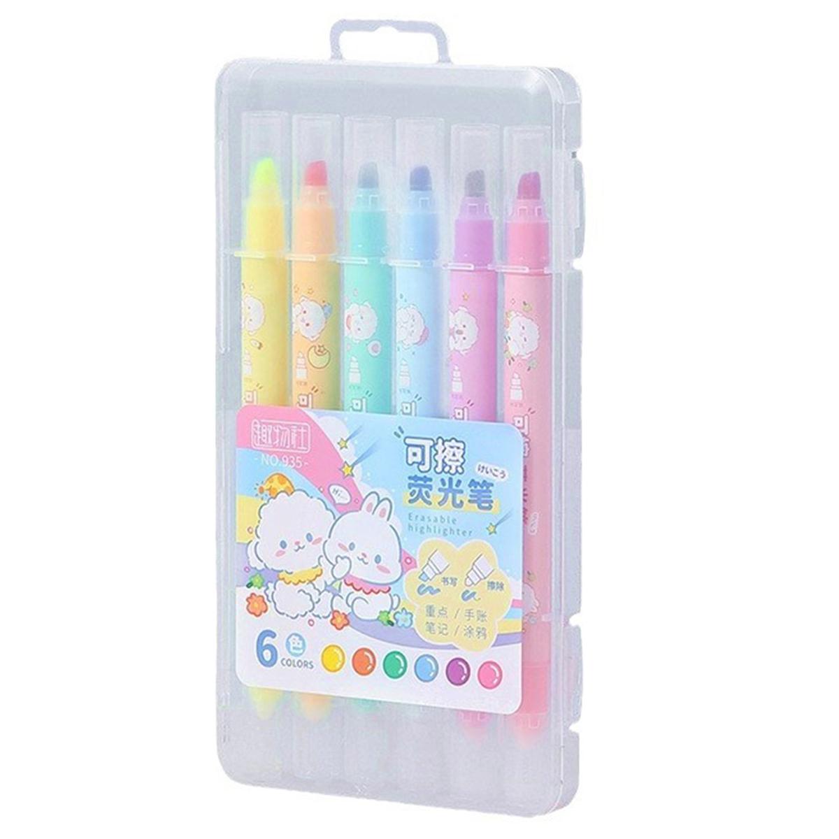 

Erasable Highlighters 6 Colors, Assorted No Bleed Highlighters,Chisel Tip Marker Set, For Organizing & Coloring, Gifts
