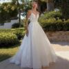 Vestido de noiva com alças altas novo de alta qualidade noiva premium retrô praia ao ar livre casamento decote em V premium cauda curta fio principal