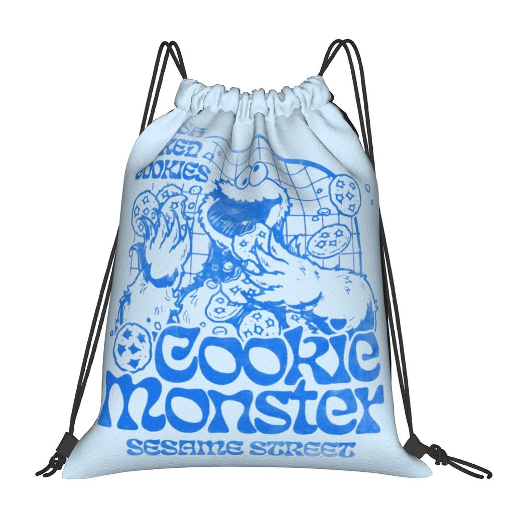 Custom Cookie Monster Drawstring Bag Women Men Lightweight Cartoon Sports Gym Storage Backpack