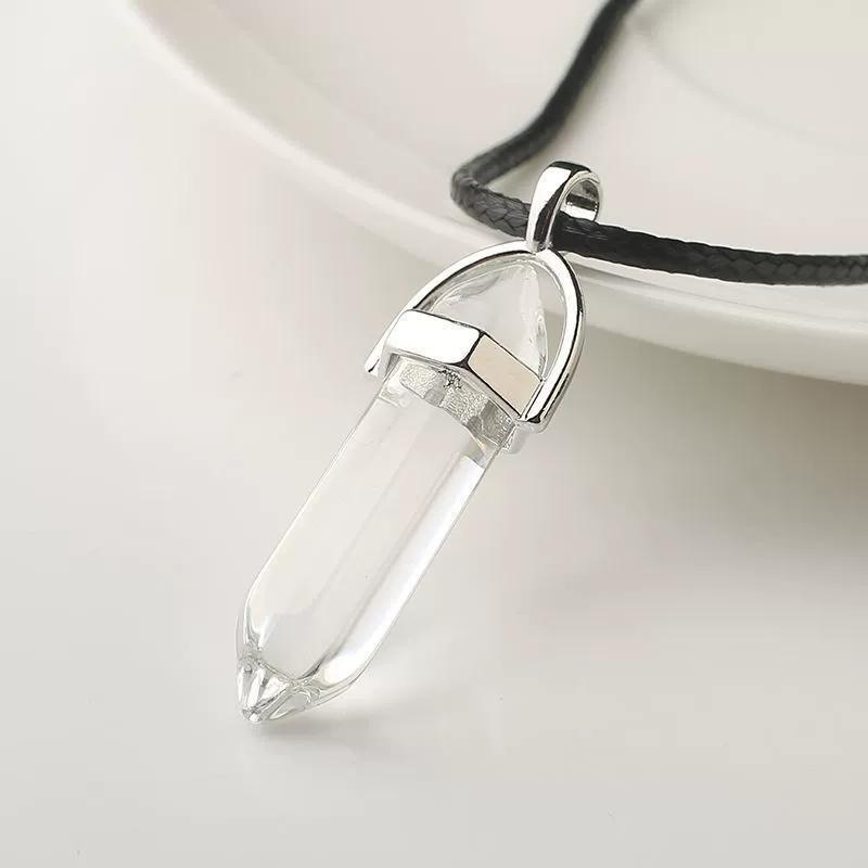 Fashion Natural Tiger Eye Stone Quartz Crystal Agates Hexagonal Column Shape Pendant Necklace for Jewelry Making