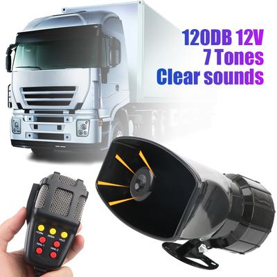 Car Horn Police Siren Air Horn Speaker Car Warning Alarm Megaphone 7 Sounds Multi-tone & Claxon Horn 12V 100W 120DB Loud