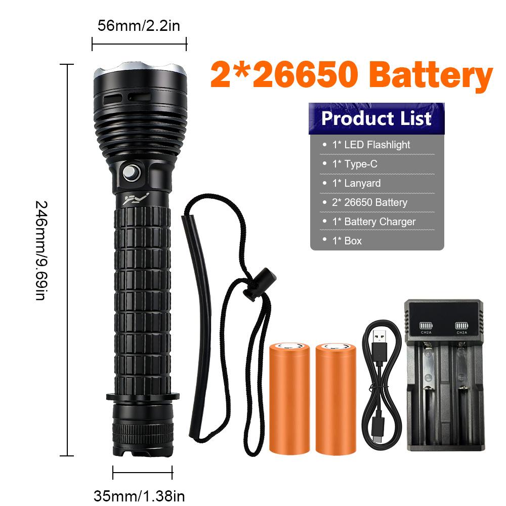 XHP70 Professional 50M Diving Flashlight IPX8 Waterproof Underwater Torch Magnetic Switch Dive Torch for Scuba Diving Emergency