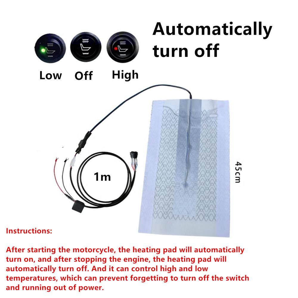 12V Motorcycle Carbon Fiber Seat Heater Element Auto Switch Heating Pad 35x27cm