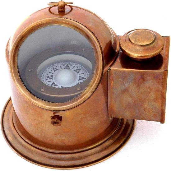 

Латунный компас Пеший туризм Направленный антикварный карданный рабочий компас для выживания на лодке