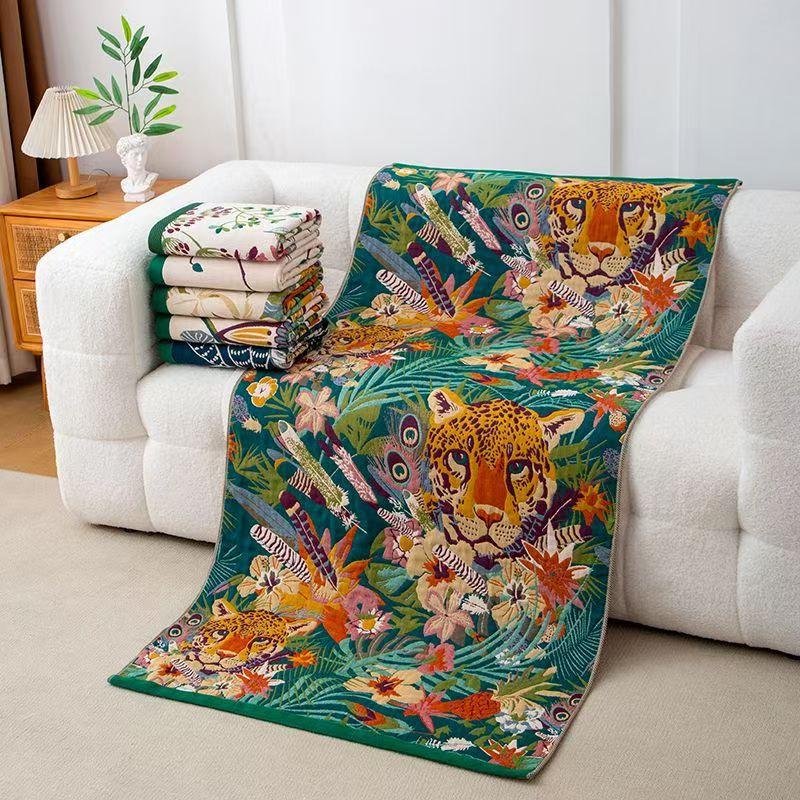New Style Pure Cotton Gauze Jacquard Edge Binding Extra Large Thickened Absorbent Quick-Drying Bath Towel for Couples Family Use