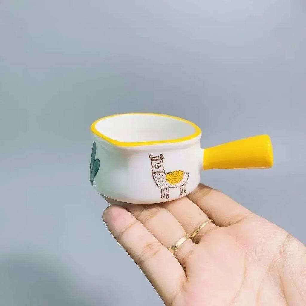 50ml Mini Ceramic Pot Milk Cup Creamer Jug Seasoning Dish Coffee Pitcher Vinegar Sushi Sauce Cup with Handle Kitchen Tableware